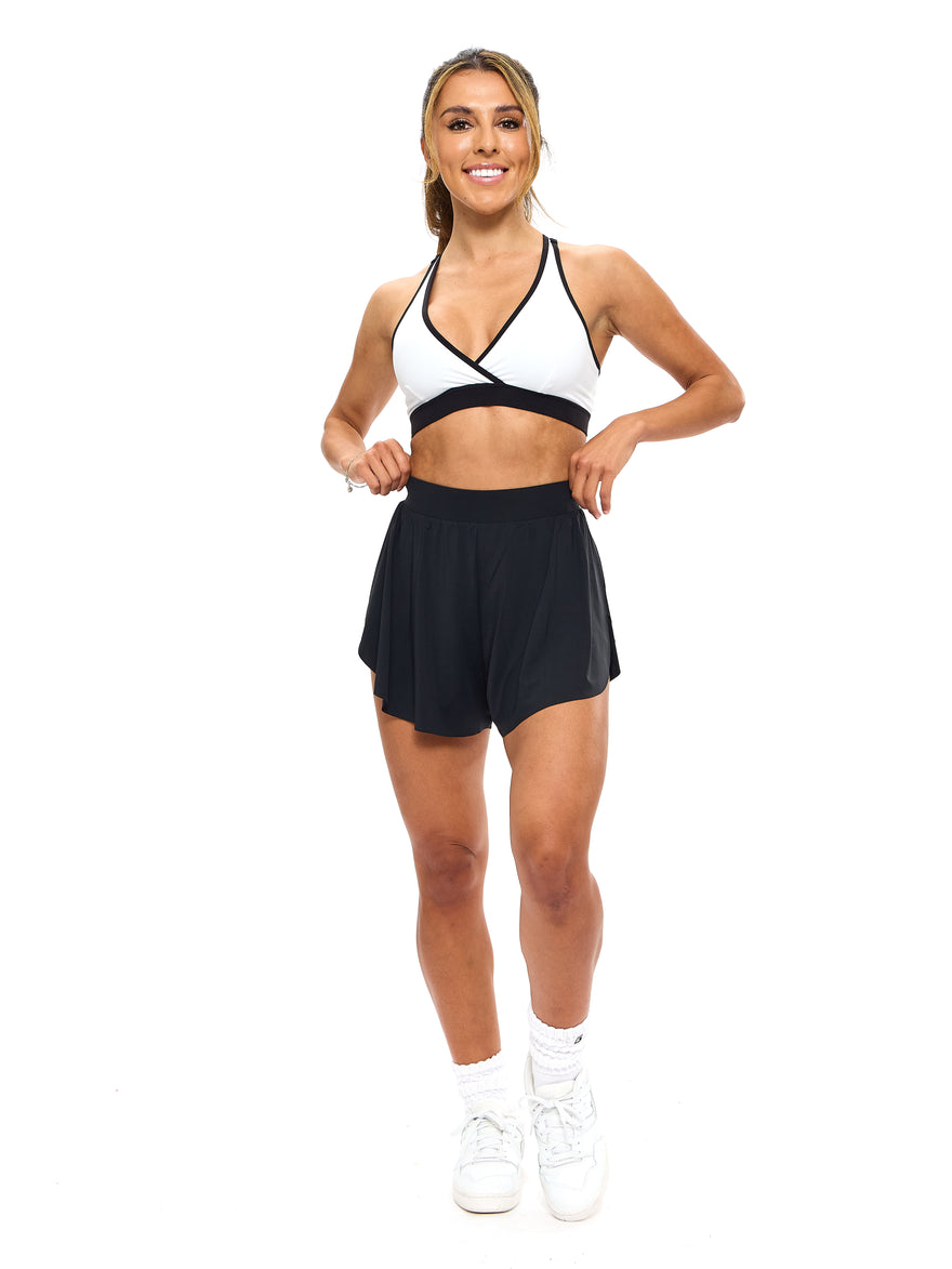 Reversible RacerBack Sports Bra - Onyx Black and White