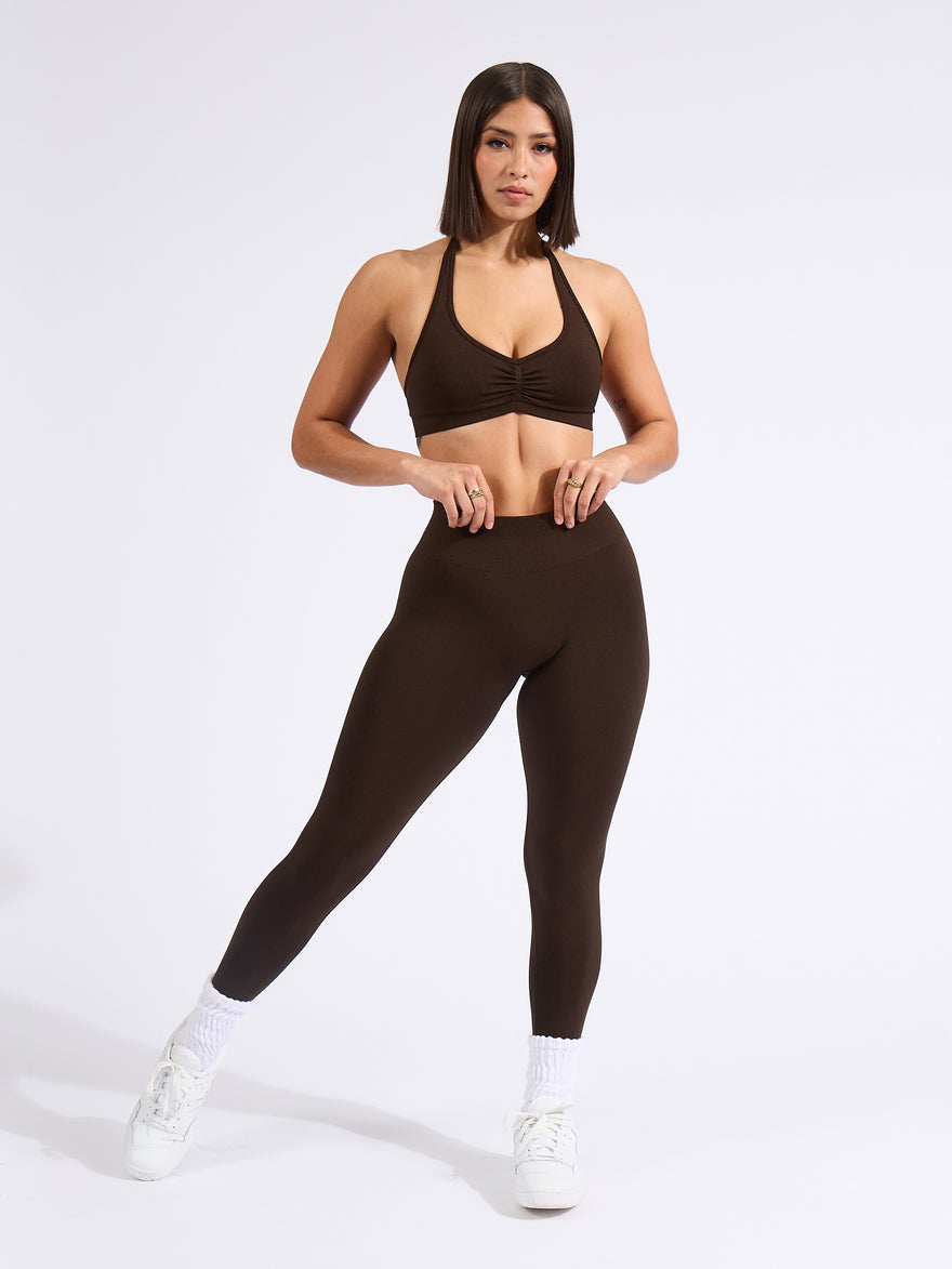 Halter Seamless Sports Bra - Cold Brew