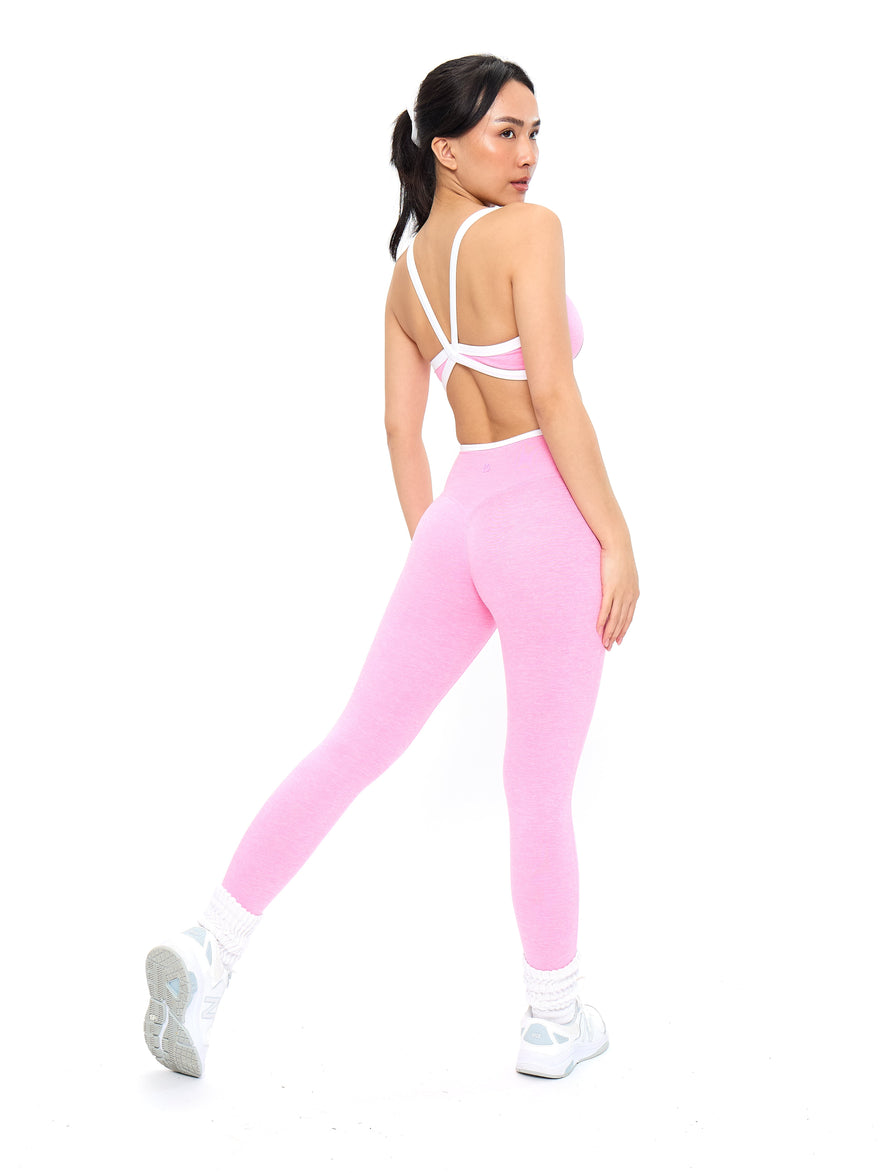 Dream Heather Contrast Sports Bra - Pink Sugar
