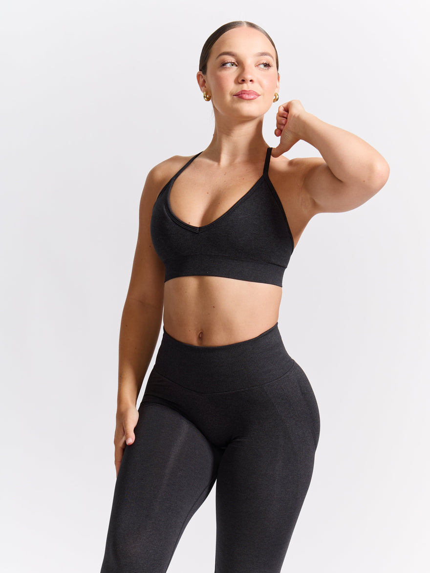 Plunge Seamless Sports Bra - Charcoal