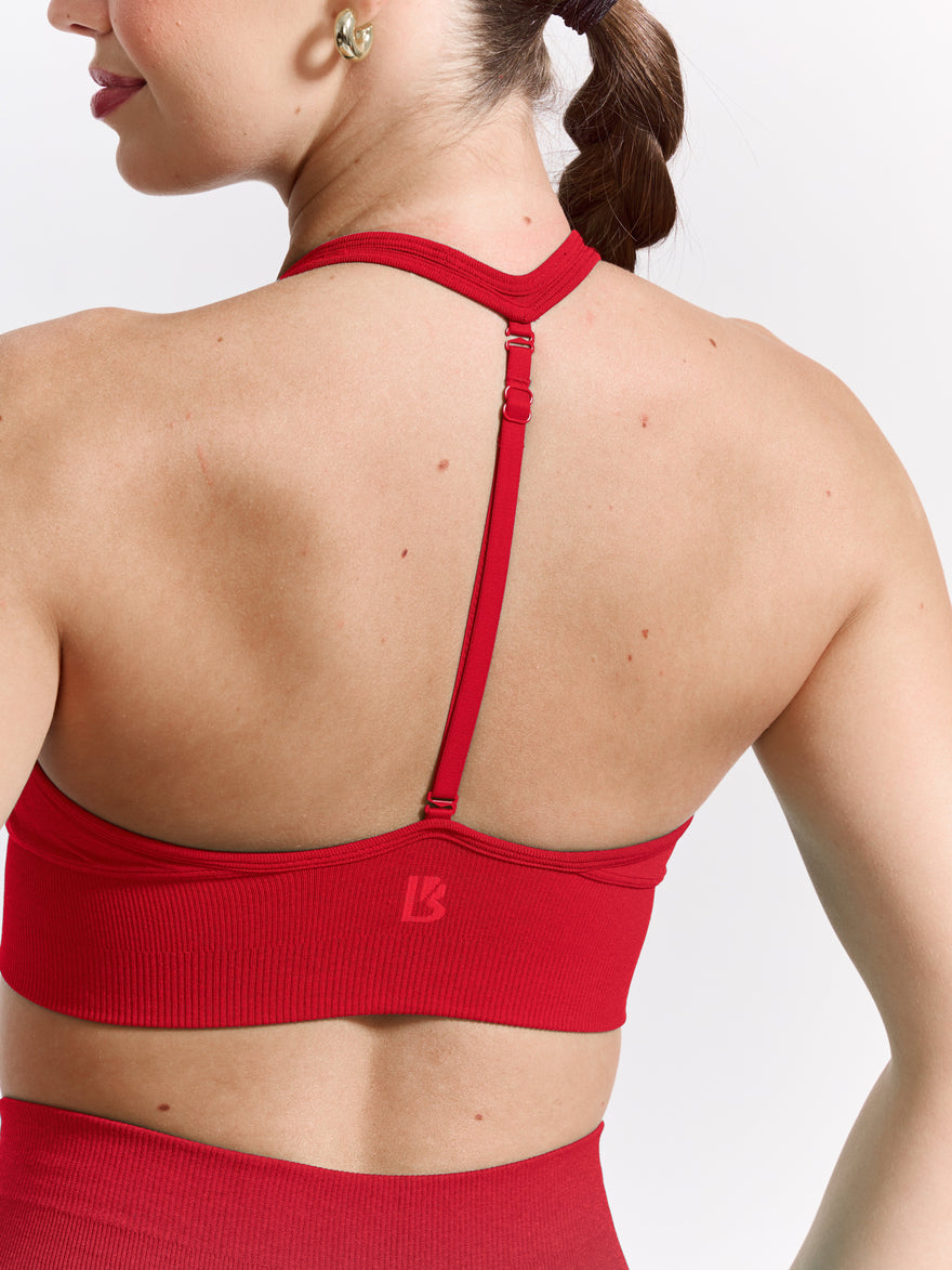 Halter Seamless Sports Bra - Salsa Red