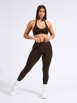 Thumbnail 6 of Halter Seamless Sports Bra - Cold Brew, 6 of 8