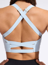 Thumbnail 4 of Candy Wrap Sports Bra - Blue Bubbles, 4 of 6