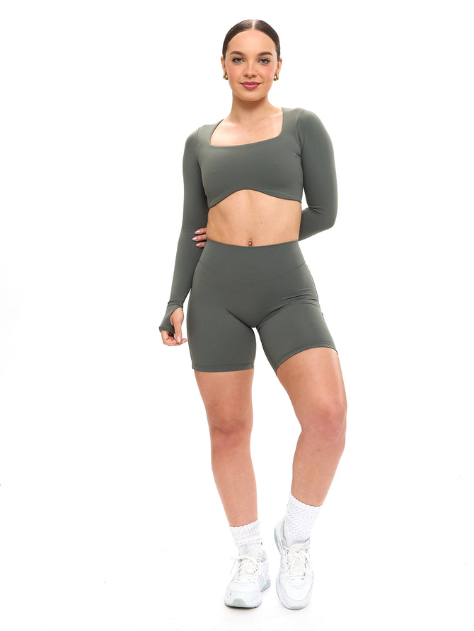 Long Sleeve Curve Crop - Shadow Sage Image 4