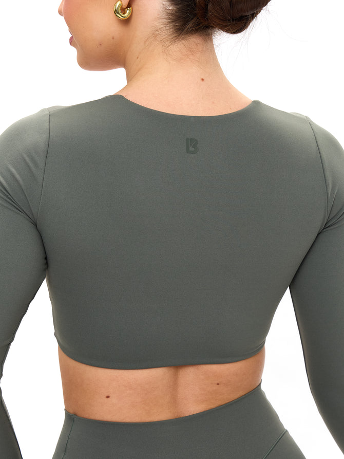 Long Sleeve Curve Crop - Shadow Sage Image 3