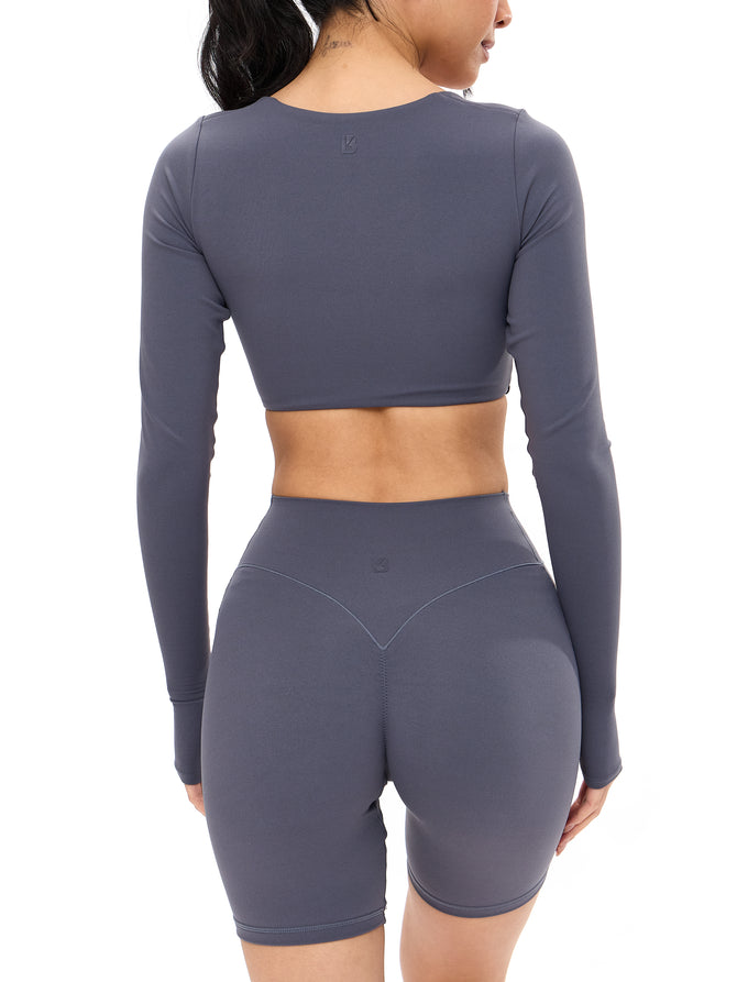 Long Sleeve Curve Crop - Blue Steel Image 2