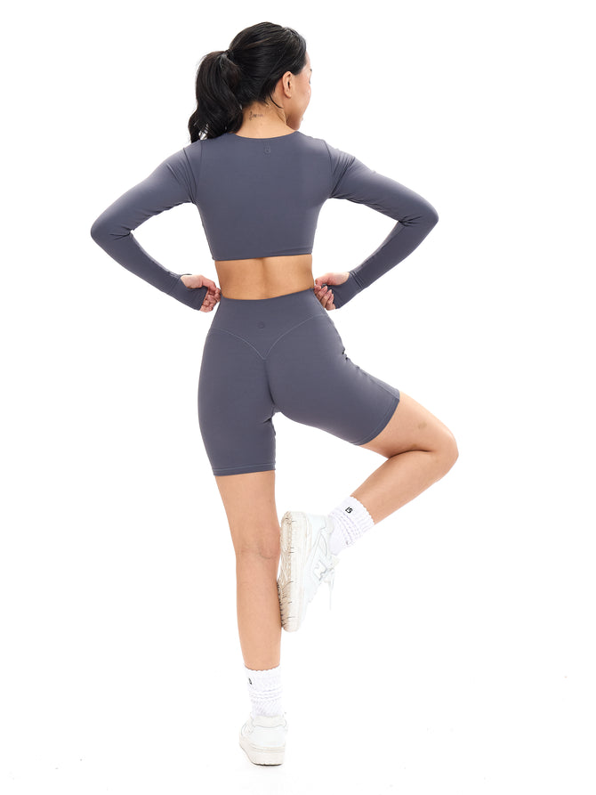 Long Sleeve Curve Crop - Blue Steel Image 3