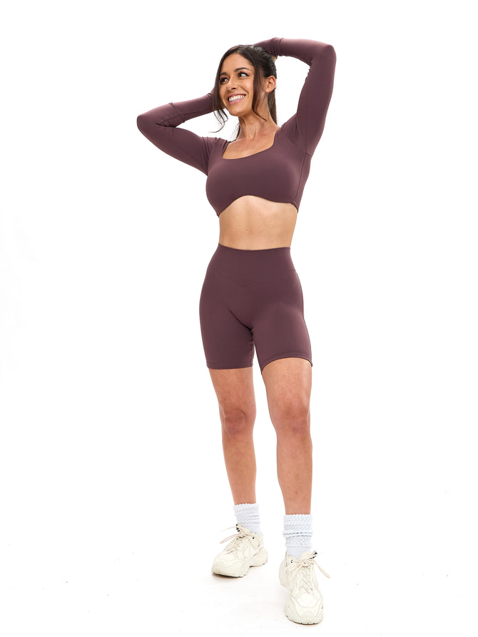 Long Sleeve Curve Crop - Smoked Cherry Image 2