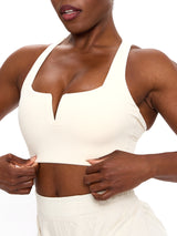 Thumbnail 1 of Nubre Notch Sports Bra - Oat Milk, 1 of 6