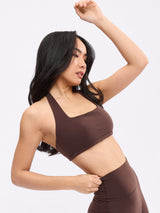 Thumbnail 4 of Revolution Halter Sports Bra - Journey Dark Brown, 4 of 6