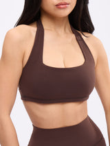 Thumbnail 1 of Revolution Halter Sports Bra - Journey Dark Brown, 1 of 6