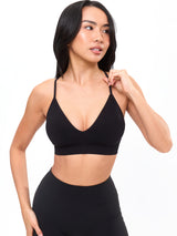 Thumbnail 1 of Plunge Seamless Sports Bra - Black, 1 of 4