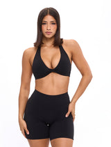 Thumbnail 3 of Twisted Halter Sports Bra - Onyx Black, 3 of 5