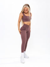 Thumbnail 4 of Synergy Seamless Sports Bra - Mocha Berry, 4 of 5