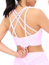 Geo Sports Bra - Pink Gingham