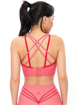 Geo Sports Bra - Red Gingham