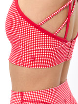 Geo Sports Bra - Red Gingham