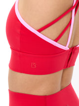 Geo Sports Bra - Salsa Red and Pink