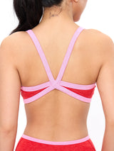 Thumbnail 1 of Dream Heather Contrast Sports Bra - Salsa Red, 1 of 5