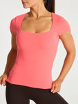 Butter Short Sleeve Hip Top - Tequila Sunrise