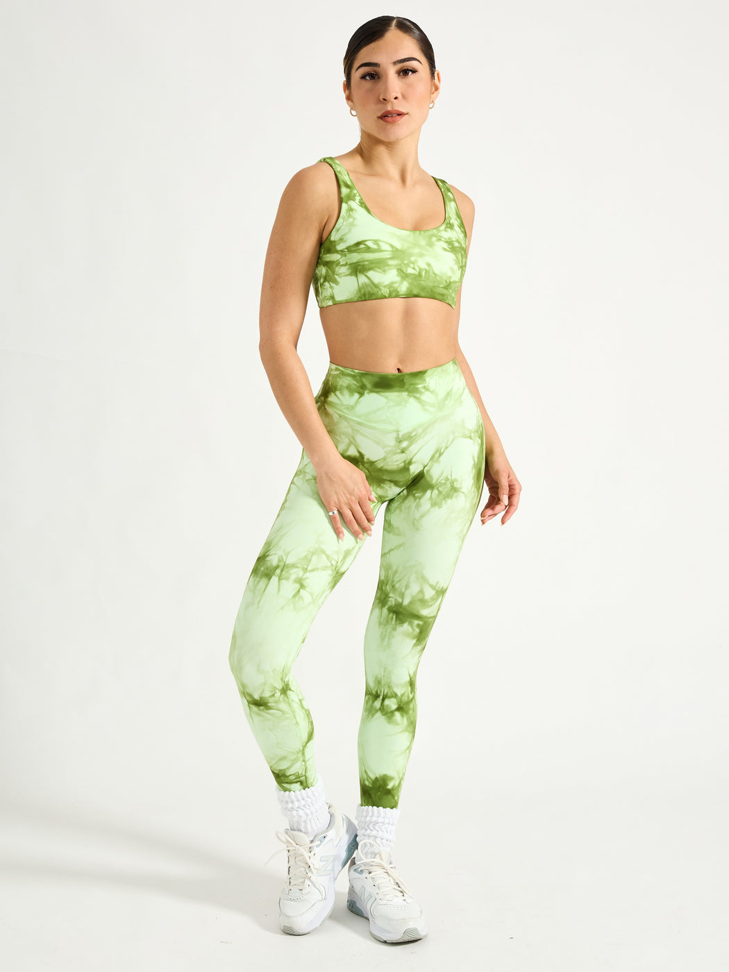 Double Dip Butter Sports Bra - Honeydew Tie Dye