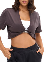 Thumbnail 6 of Slouchy Twist Crop - Espresso, 6 of 7