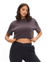 Thumbnail 3 of Slouchy Twist Crop - Espresso, 3 of 7