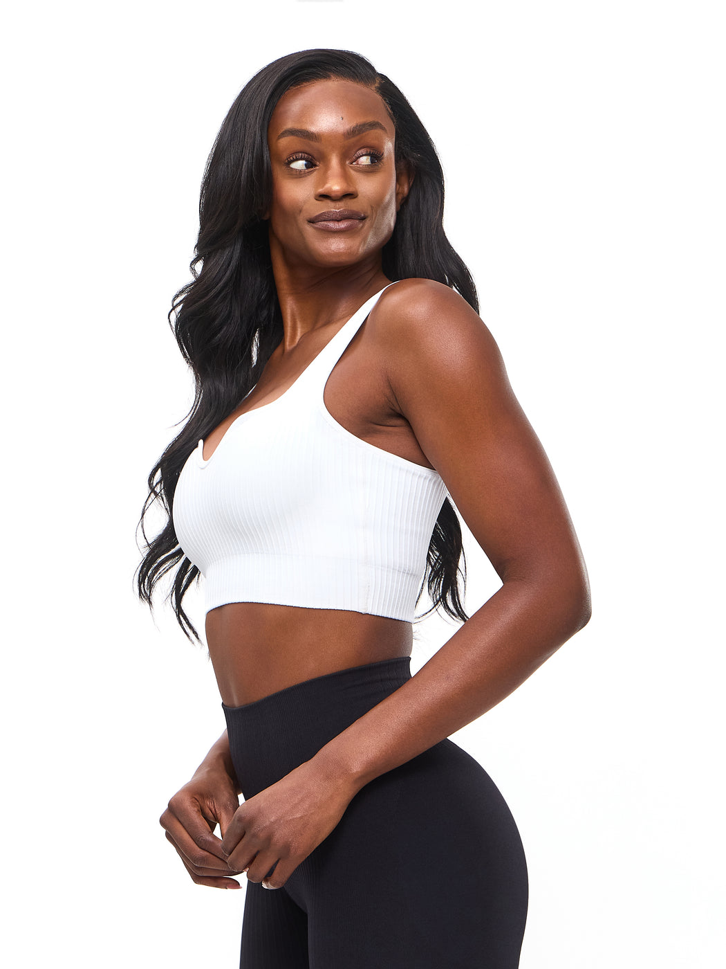 Ribbed Seamless Crop - White