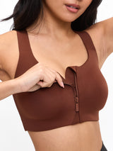 Thumbnail 1 of High Impact Zip Sports Bra - Mocha, 1 of 6