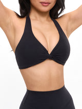 Thumbnail 4 of Poshknit Twist Halter Sports Bra - Onyx Black, 4 of 6