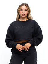 Thumbnail 1 of Moves Fleece Crop Pullover - Onyx Black, 1 of 5