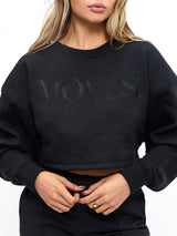 Thumbnail 3 of Moves Fleece Crop Pullover - Onyx Black, 3 of 5