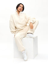 Thumbnail 7 of Plush Fleece Quarter Zip Pullover - Oat Milk, 7 of 7