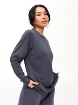 Thumbnail 4 of Drape Long Sleeve Tee - Blue Steel, 4 of 6