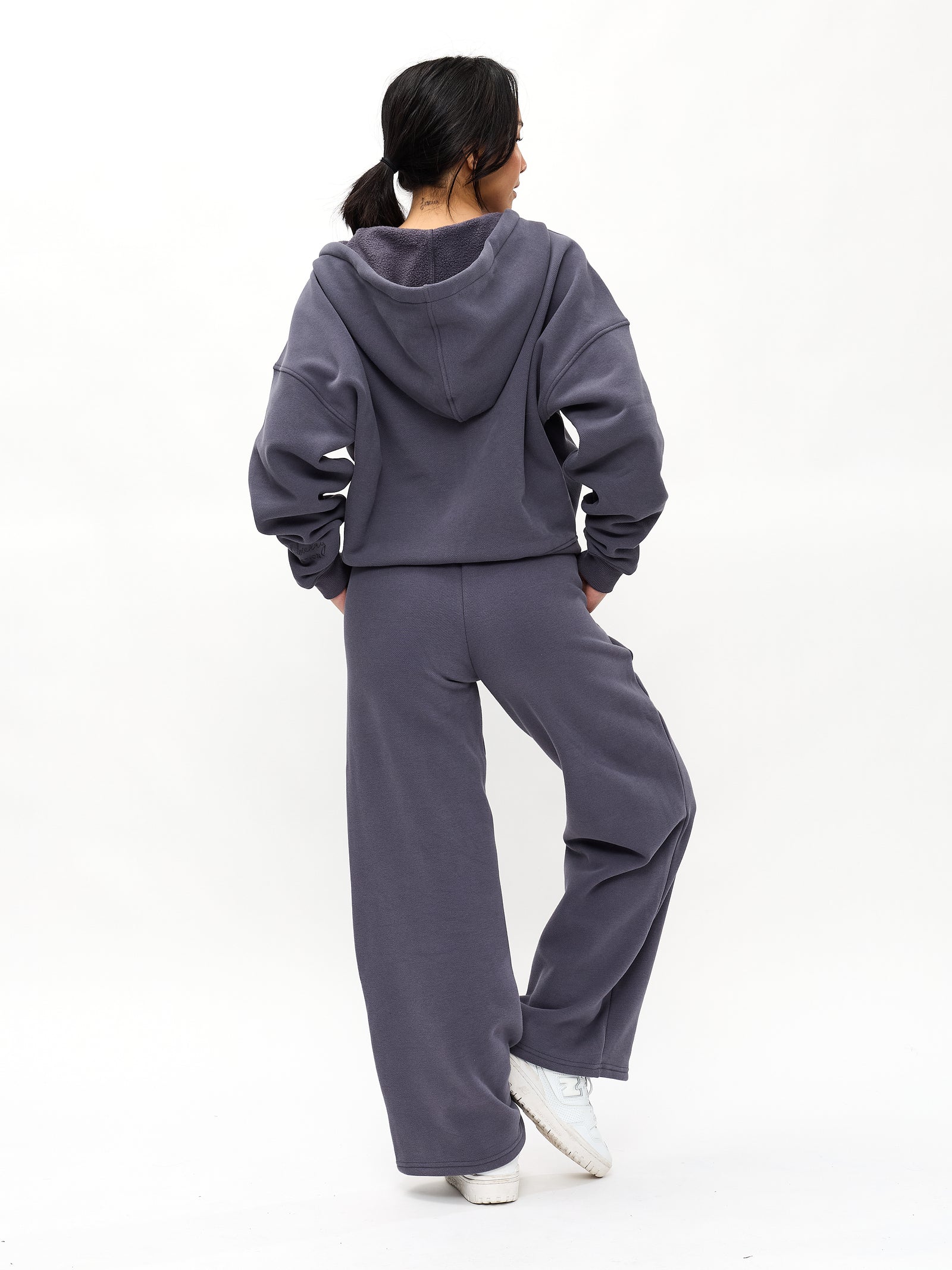 Plush Fleece Zip Hoodie - Blue Steel