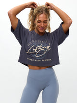 Thumbnail 1 of Lifting Club Crop Tee - Blue Steel, 1 of 4