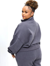 Thumbnail 4 of Plush Fleece Quarter Zip Pullover - Blue Steel, 4 of 5
