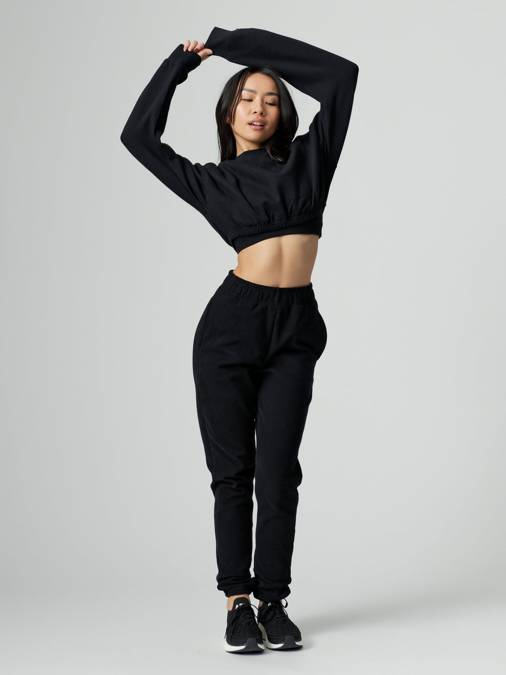 Cloud Long Sleeve Crop - Onyx Black