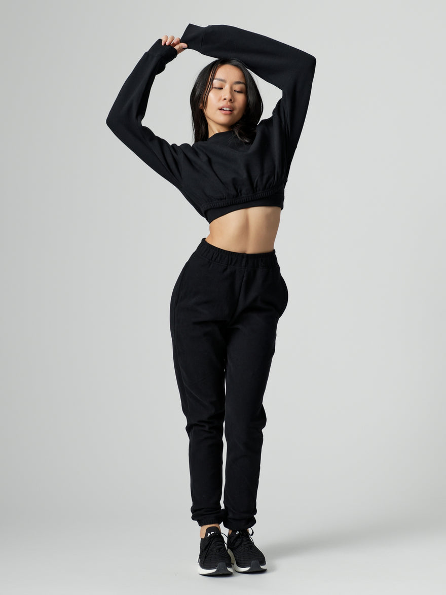 Cloud Long Sleeve Crop - Onyx Black