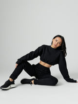 Thumbnail 1 of Cloud Long Sleeve Crop - Onyx Black, 1 of 10