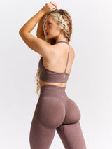 Thumbnail 5 of Halter Seamless Sports Bra - Mocha Berry, 5 of 5