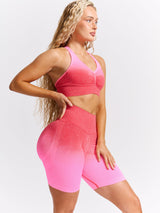 Thumbnail 3 of Halter Seamless Sports Bra - Salsa Ombre, 3 of 7