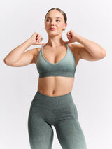 Thumbnail 2 of Plunge Seamless Sports Bra - Sage Ombre, 2 of 6