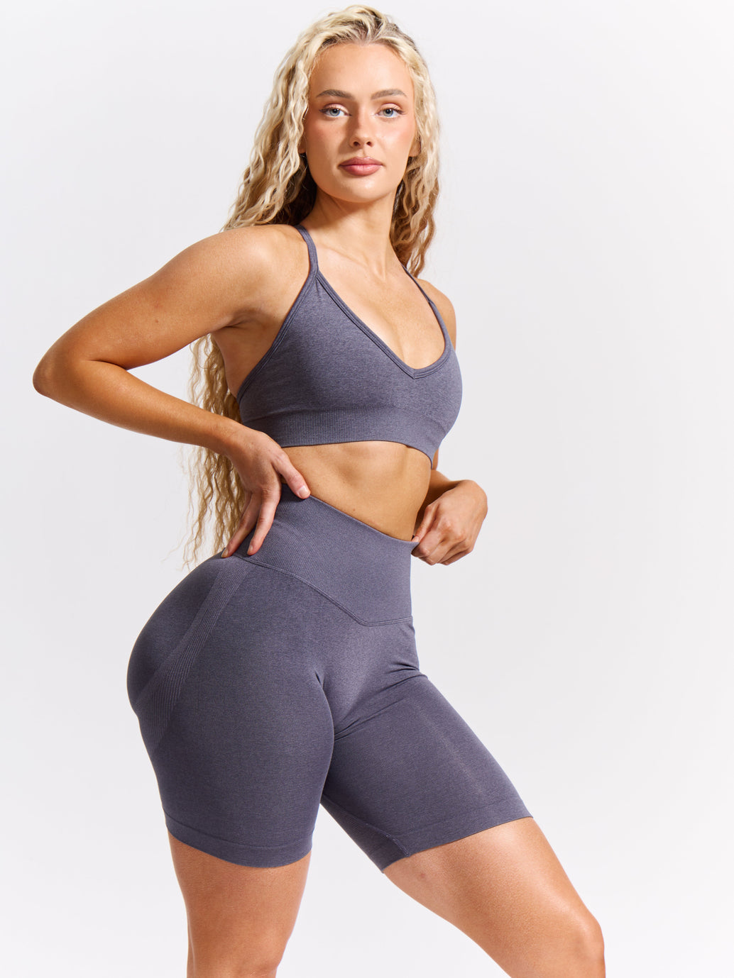 Plunge Seamless Sports Bra - Blue Steel