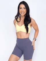 Thumbnail 1 of Poshknit Scrunch Halter Sports Bra - Sunbeam, 1 of 6